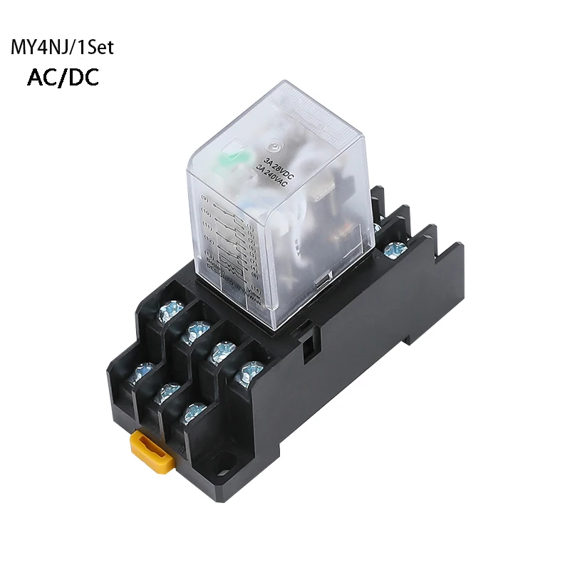 HH54P MY4NJ plug-in relay PYF14A DC/AC 12v 24v 36v 48v 110v 220v DC/AC 5A silver contact 14pins 4PDT rele socket