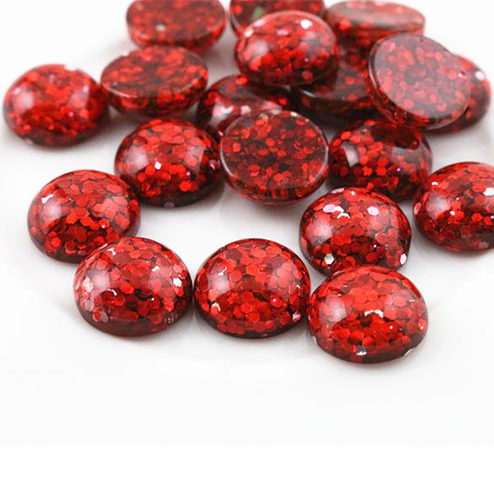 

New Fashion 40pcs 12mm Red Color Flat Back Resin Cabochons Cameo G5-01