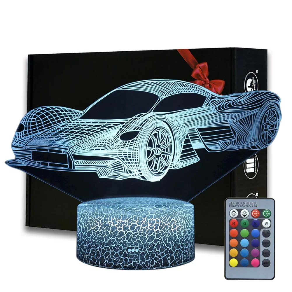 Kids Bedroom 3D illusion Night Lights Super Car Modeling Light Children Room Cars Decoration Lamp Creative Gifts For Christmas