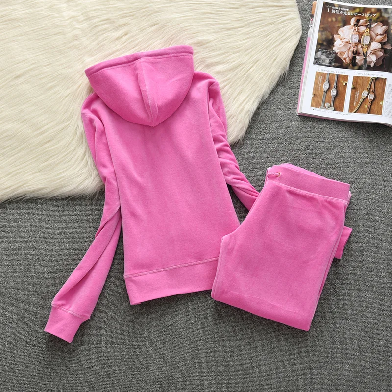 Women Tracksuit Velvet Sweatshirts And Sweatpants 2 Piece Sets Womens Outfits Casual Solid Sports Suit Jogger Workout Clothing