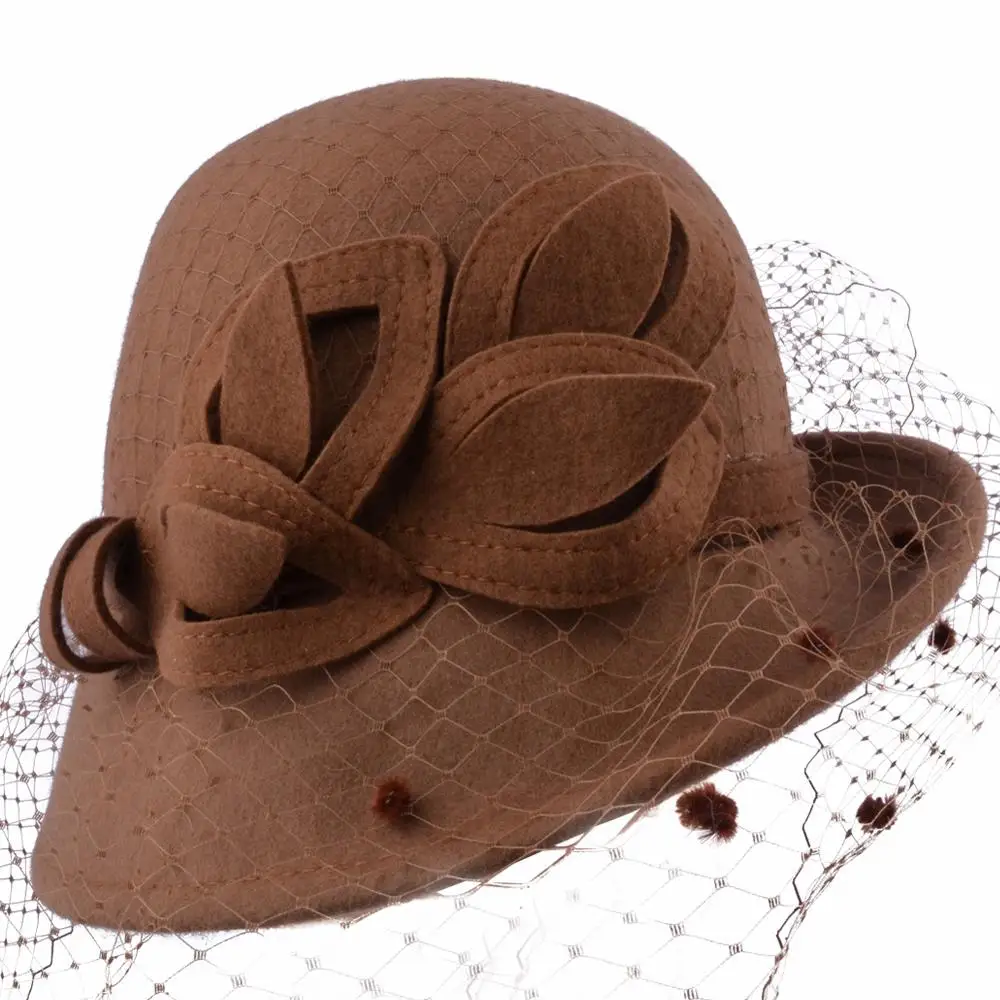 Chapeau d'église élégant en feutre de laine pour femme, chapeau d'hiver à la mode, collection W10-4031