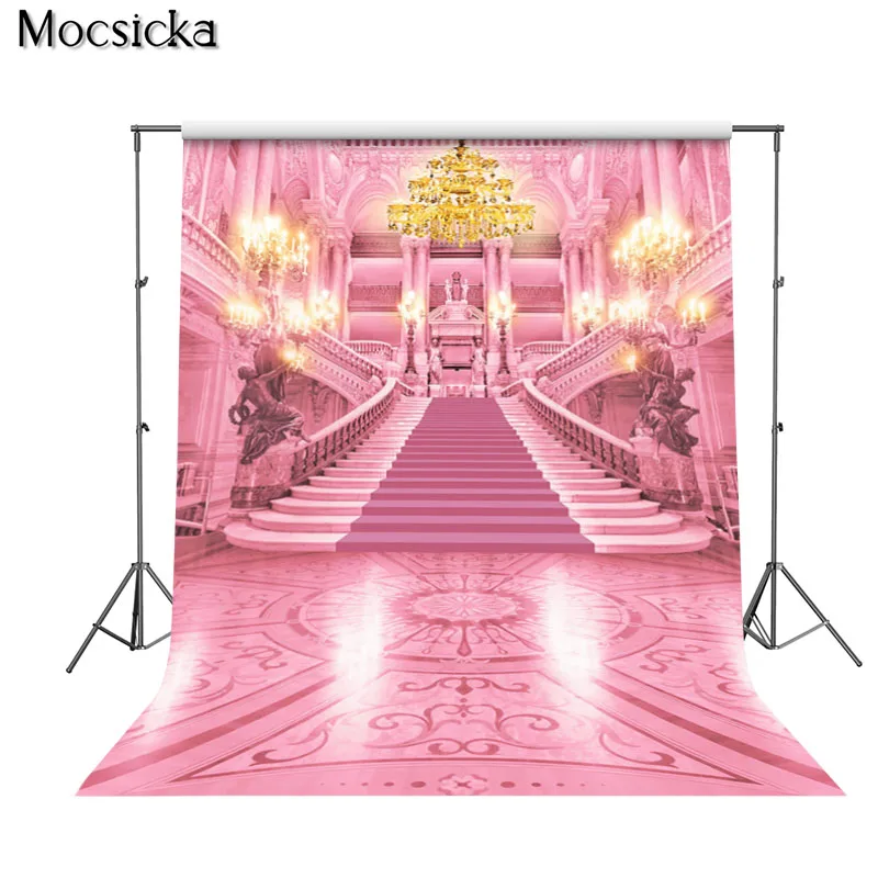 Vintage Pink Palace Backdrop For Photography Princess Girl Birthday Professional Background Artistic Portrait Photo Shoot Props