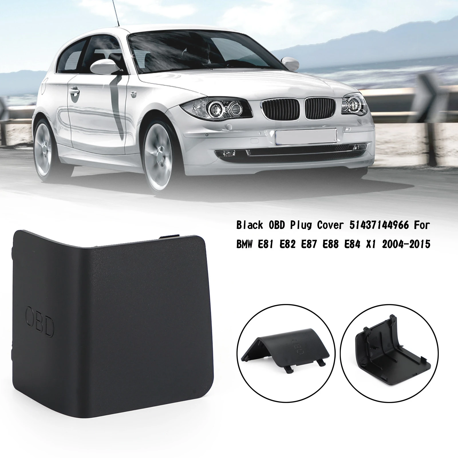 Artudatech Black OBD Plug Cover 51437144966 For BMW E81 E82 E87 E88 E84 X1 2004-2015 Car Accessories