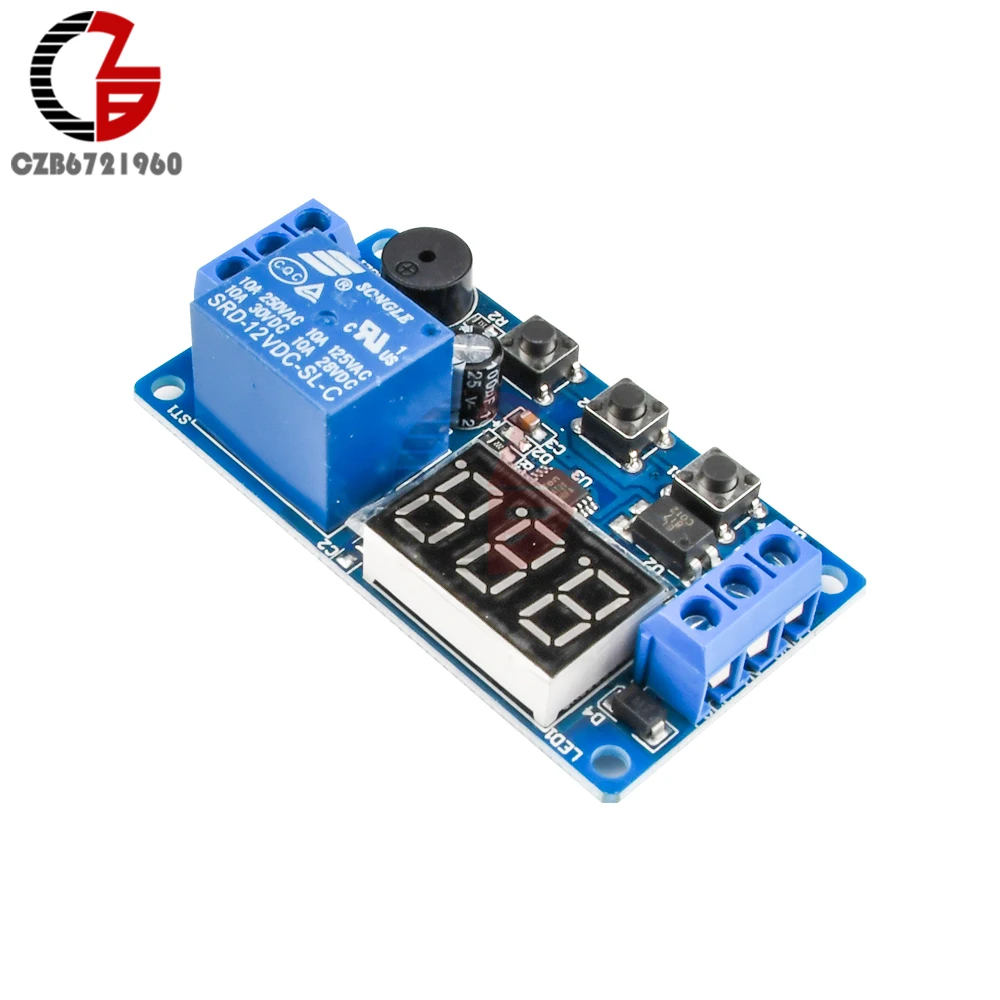 Digital LED Display Time Delay Relay Module Board DC 12V Control Timer Switch Trigger Cycle Module Car Buzzer PLC Automation