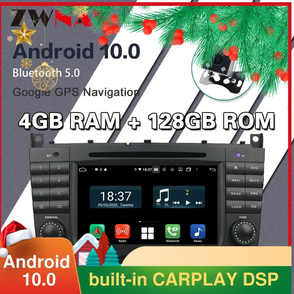

128G Carplay Android 10,0 экран DVD плеер для BENZ C-Class W203 2004 2005 2006 2007 GPS Navi автомобильное радио аудио стерео головное устройство