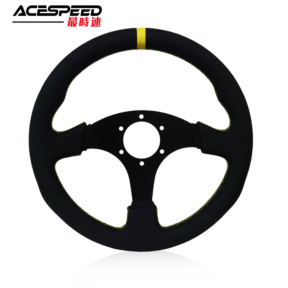 

Auto Universal 13inch 330mm Racing Flat Steering Wheel Suede Leather Simulated Game Karting