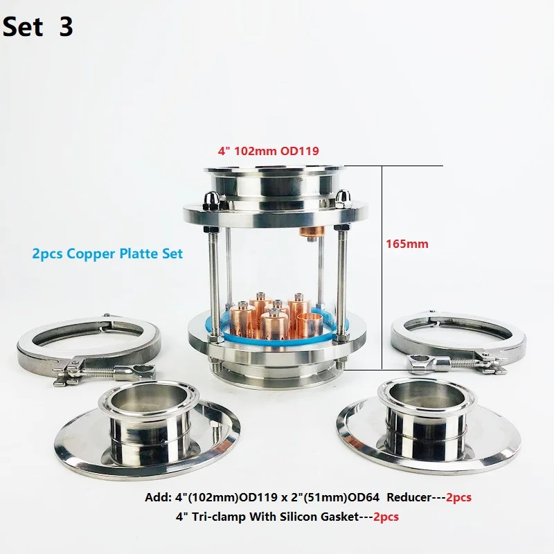 Imagem -03 - Distillation Lens Column Grupo Copper Platte Settri-clamp Sight Glass União Aço Inoxidável 304 Pcs