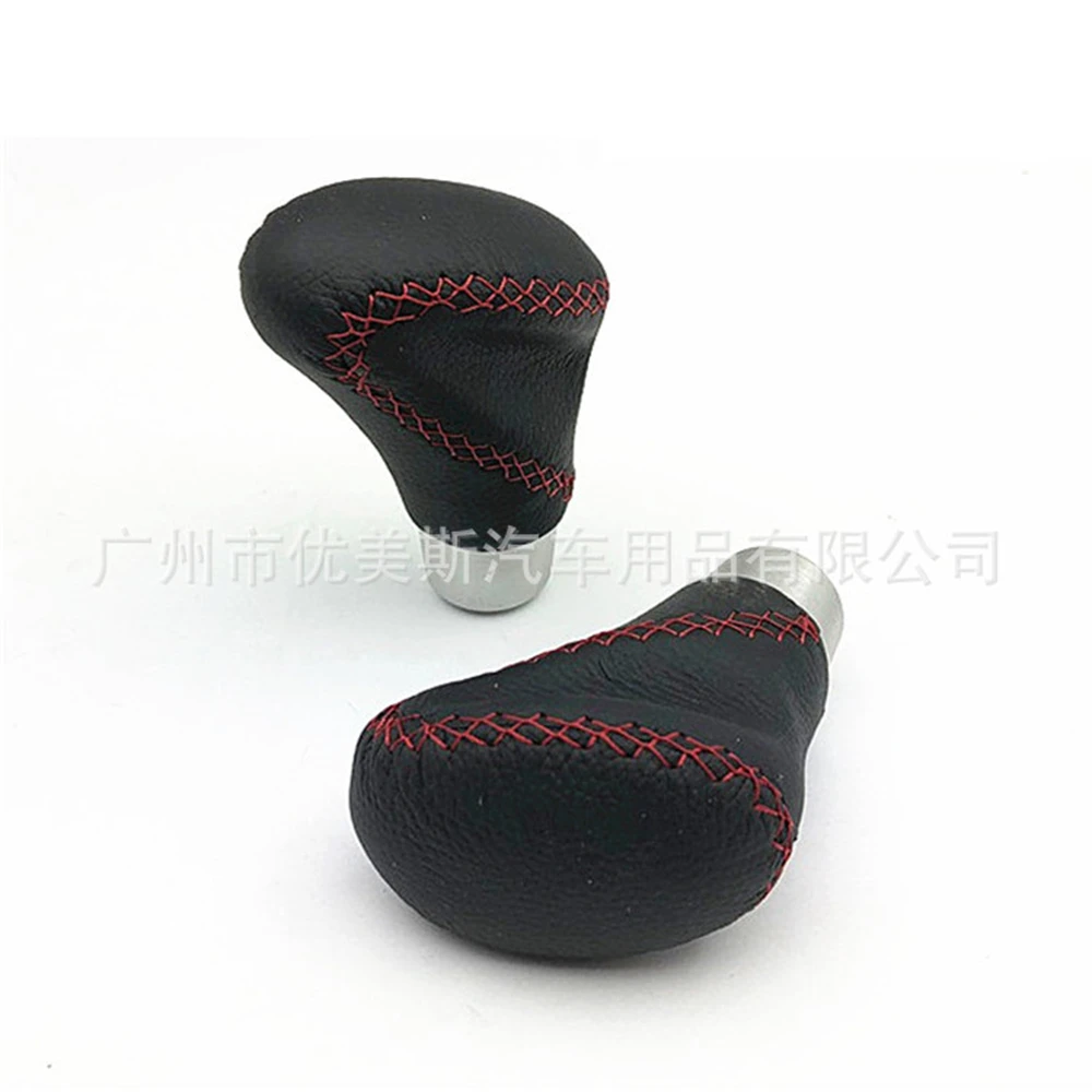 Universal Car Red Line Manual Leather Shifter Gear Shift Knob Cover Stitch Shifter Lever AT MT Fit For Honda Toyota Nissan