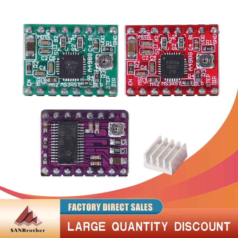 3D Printer Onderdelen A4988 DRV8825 Stappenmotor Driver Met Koellichaam Voor Skr V1.3 1.4 Gtr V1.0 Ramps 1.4 1.6 mks Gen V1.4 Board