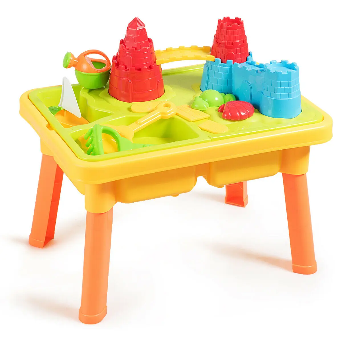 2 in 1 Sand and Water Table Activity Beach Play Set w/ Sand Castle Molds & Cover  TY579327