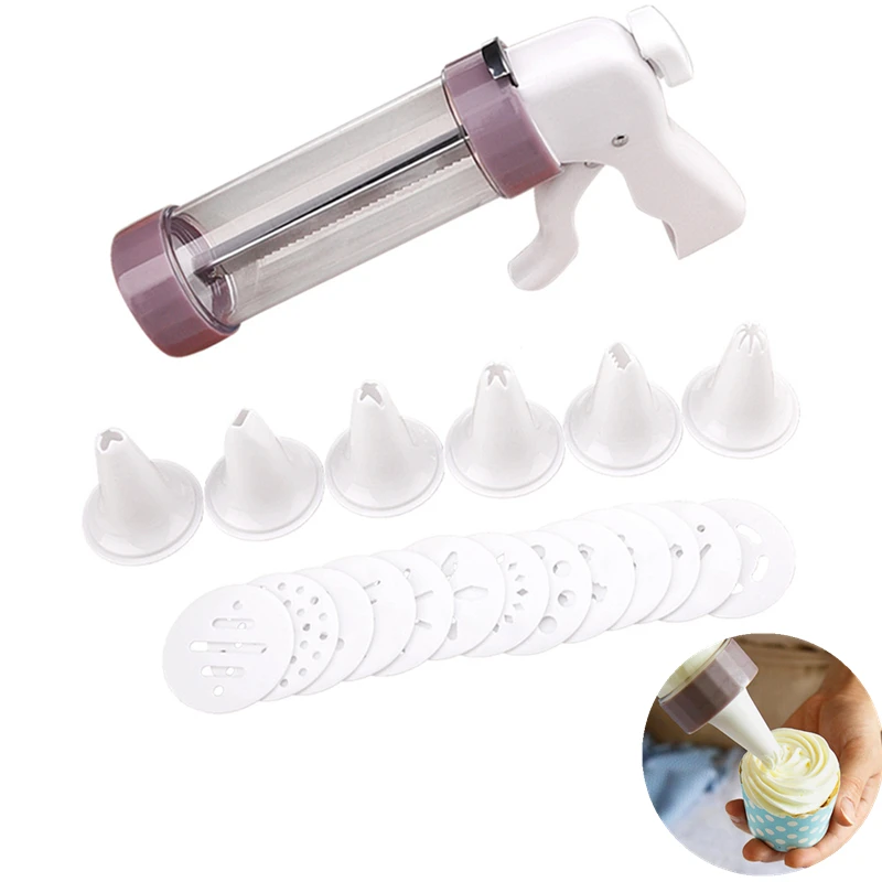 Cake Cream Decorating Gun Set Cookie Biscuit Pastry Syringe Stainless Steel Nozzle Squeezer Extruder Decorations Baking Tools