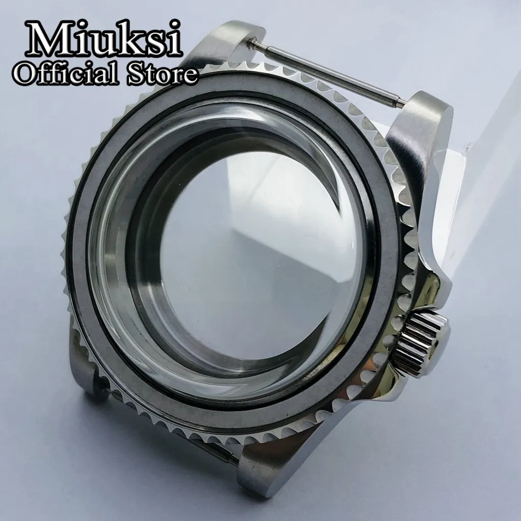 Miuksi 40mm dome glass silver sterile steel case fit NH35 NH36 ETA2824 2836 Miyota 8205 8215 821A Mingzhu DG2813 3804 movement