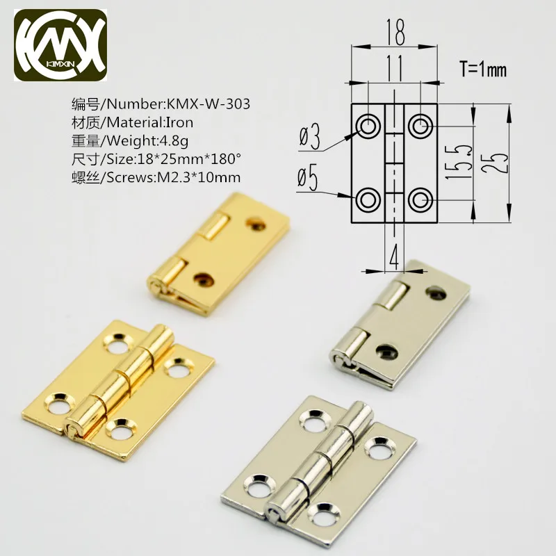 2pcs kimxin sales 18*25mm 4 hole small hinges Hardware for wooden boxes Watch box/Collection box/Make-up box hinge Free shipping