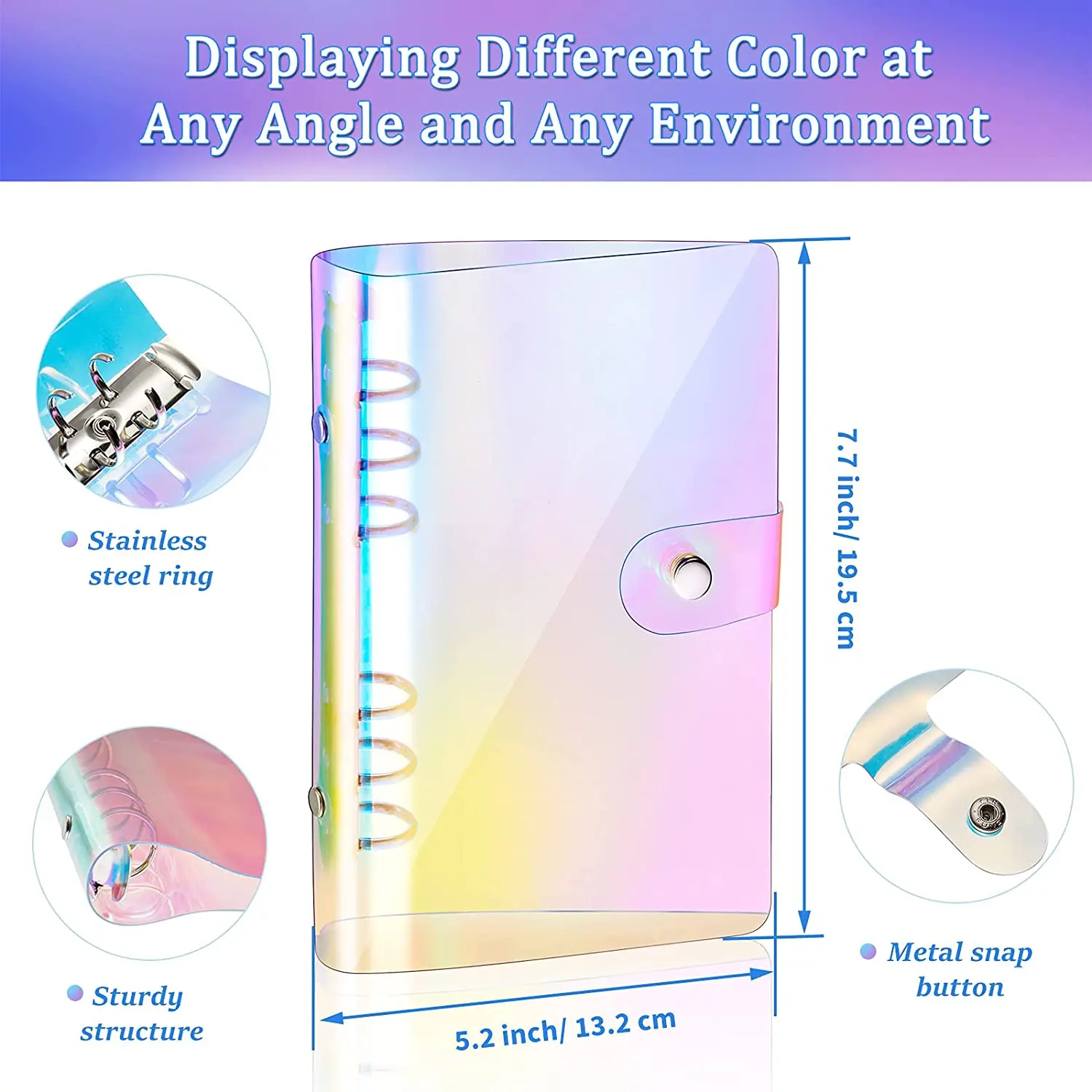 A6 Rainbow Soft PVC Notebook Cover, Planner Budget Binder Organizer with 12 Categories Zipper Binder Envelopes for Bill Planner