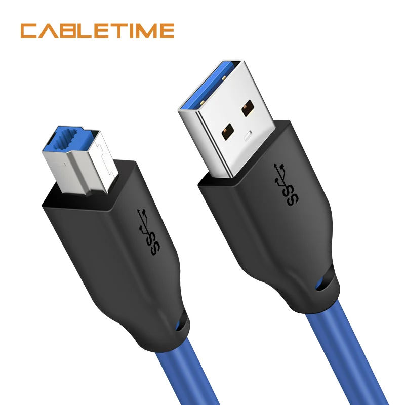 Kabel USB do drukarki CABLETIME kabel USB3.0 AM do BM superszybka synchronizacja danych drukarka przedłużająca do komputera Canon Lenovo drukarka