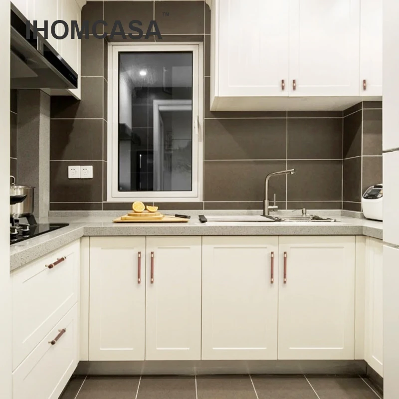 IHOMCASA-tiradores de latón para muebles, pomos de madera de nogal negro, estilo nórdico, armario, tocador, caja de zapatos, cajón