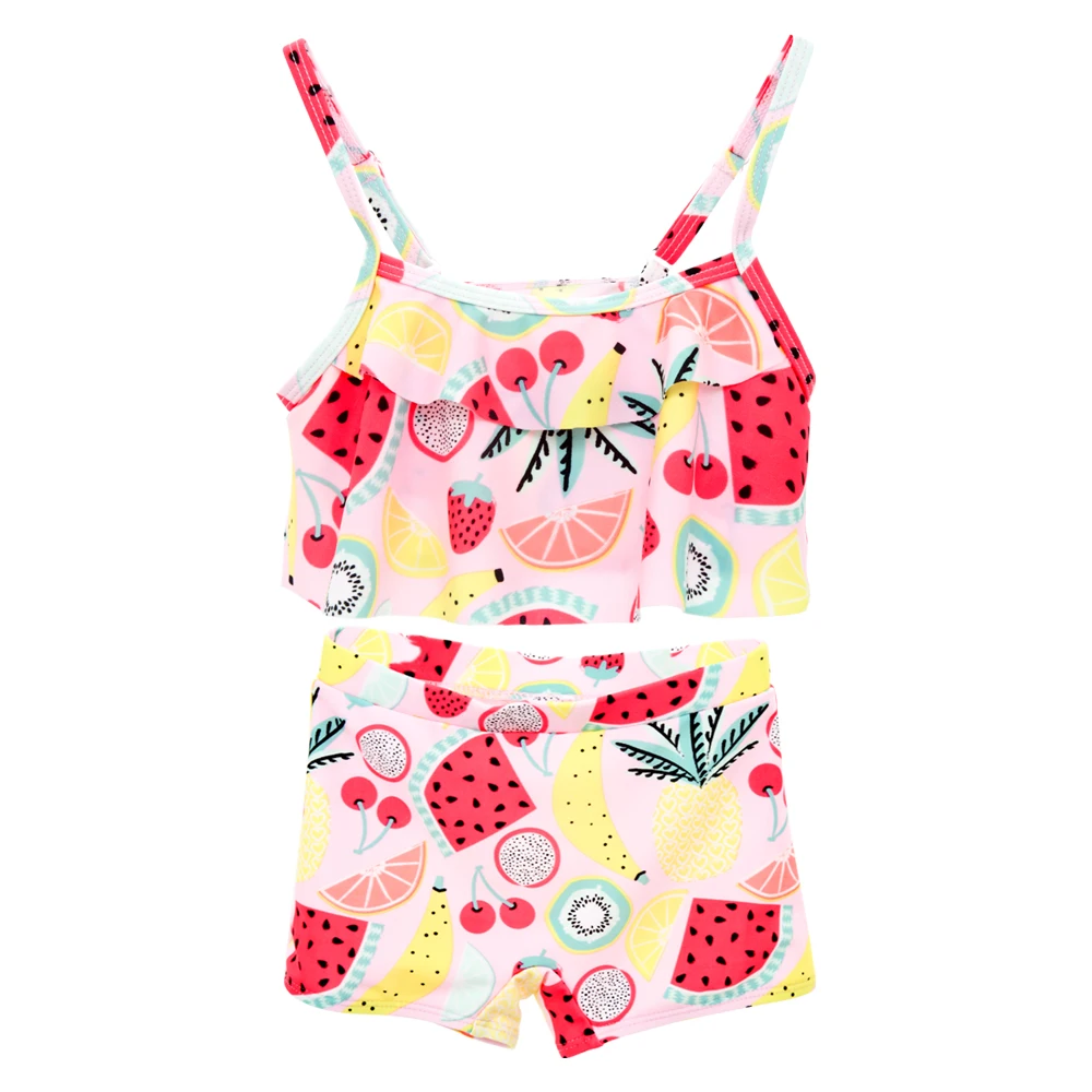 Honeyzone Lovely Infant Girl Summer Bikini Set Newborn Baby Fruit Print Beach One Piece Swimsuit Girls Swimwear for Kids