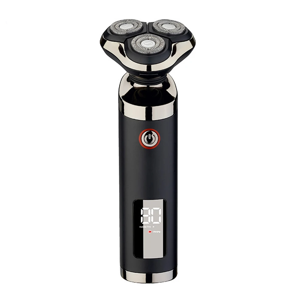 ماكينة حلاقة كهربائية للرجال اللحية الحلاقة LED المحمولة اللحية الحلاقة المتقلب مقاوم للماء الرطب الجاف الاستخدام المزدوج حلاقة آلة قطع 3 شفرة
