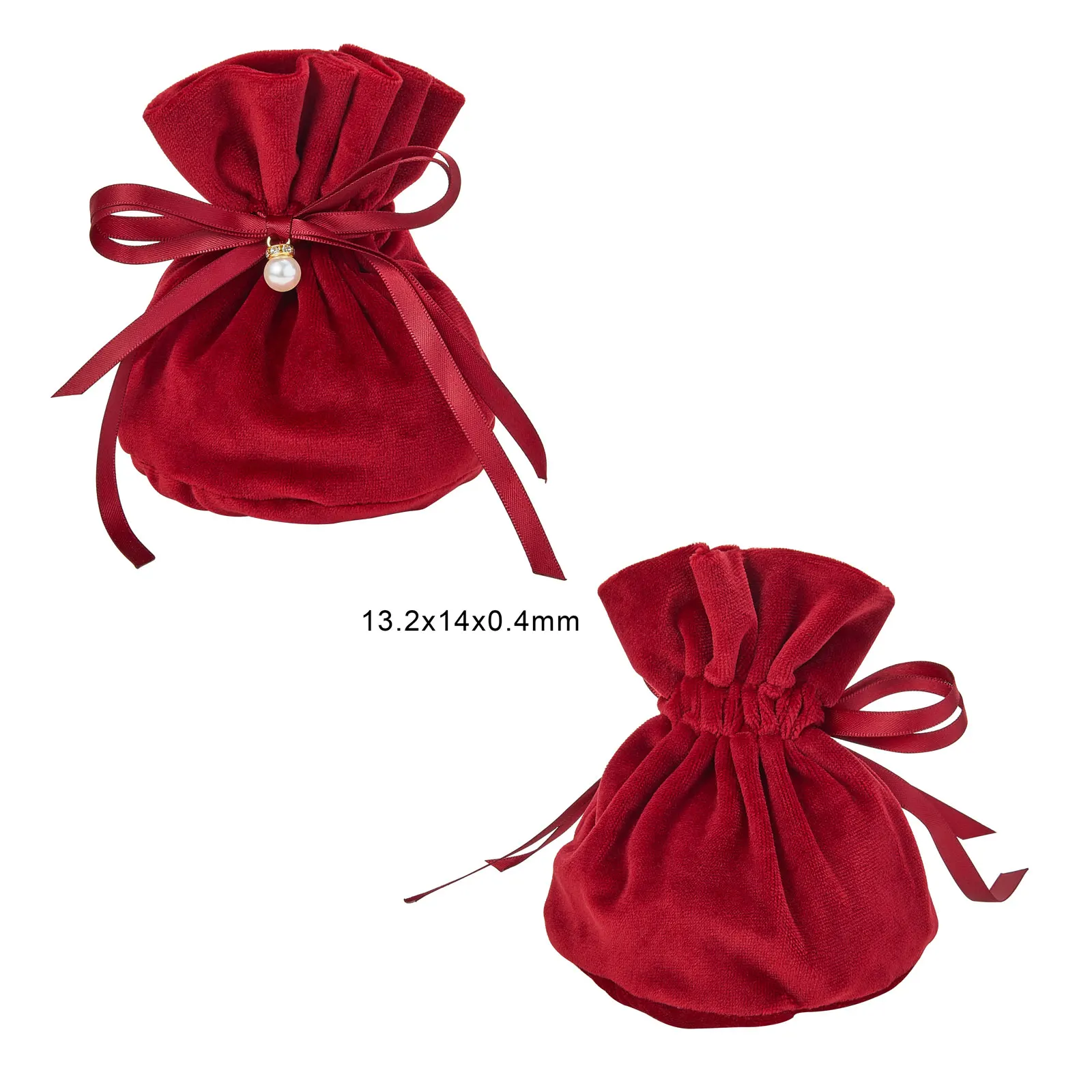 10Pcs Velvet Package Bags Drawstring Gift Bags Wedding Jewelry Packaging Pouches With Plastic Imitation Pearl