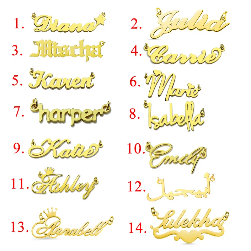 AILIN 18K Gold Plated Name Necklace Women Nameplate Pendant Necklace Stainless Steel Custom Necklace Personalized Jewelry Gifts