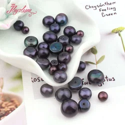 Half Drilling Black Freshwater Pearl 3A Grade Button Beads Natural Stone Beads For Yourself DIY Earring Jewelry Fashion 5 Pair