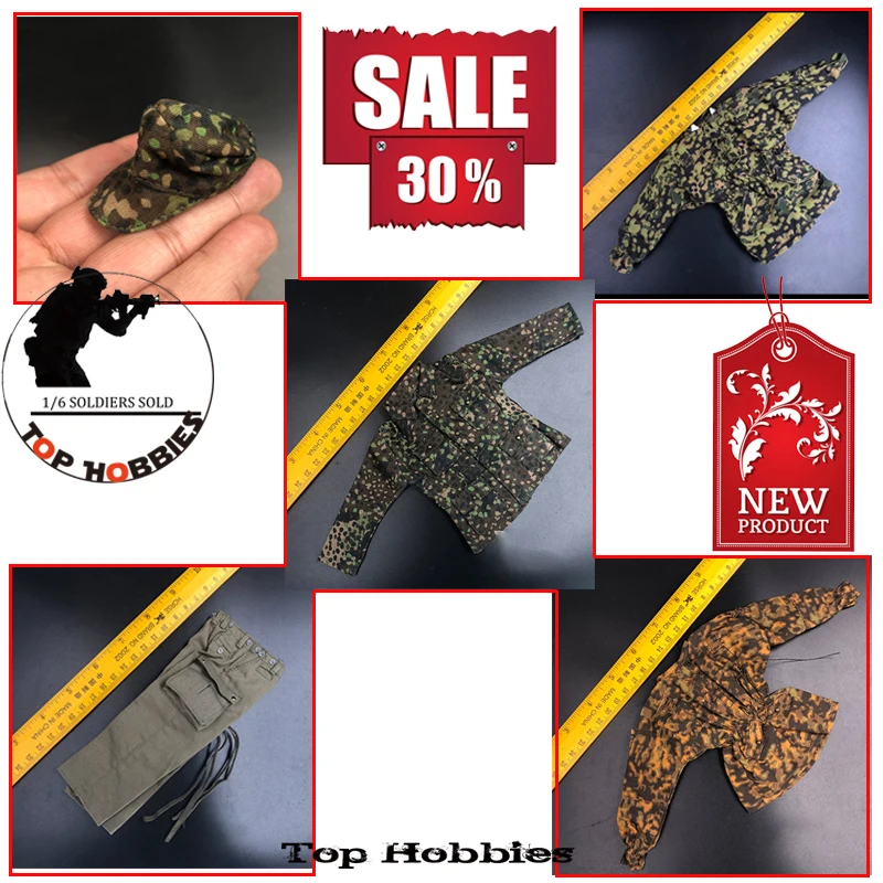 1/6 Soldier Action Figure Uniform uniforme militare tedesca WWII Pea Cam Combat Hat/Cap Coat Jacket Smock M43 pantaloni paracadutista