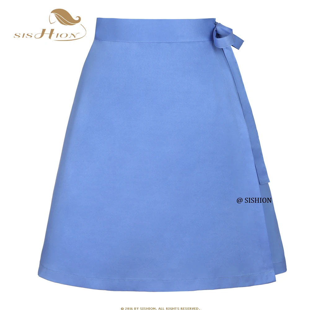 

SISHION Knee Length Quick Wrap Cover-up That Multitasks as The Perfect Sarong Summer Skirt SS0015 Blue Lace Up Bow Beach Skirt