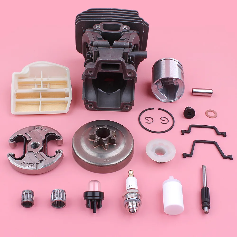 44mm Cylinder Piston Kit For Husqvarna 445 450 .325 7 Tooth Clutch Drum Air Fuel Filter Oil Pump Chainsaw Replace Spare Part