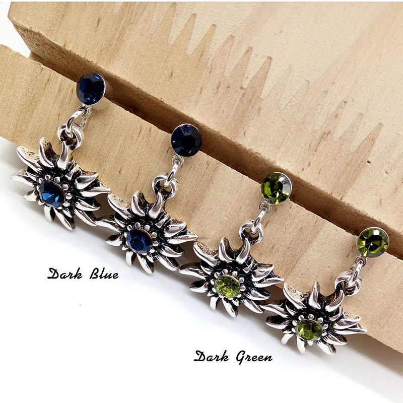 New Multicolor Rhinestones Edelweiss Earrings Costume Jewelry  Fashion Dangle Drop Earrings Women Girl Party Gift Wholesale