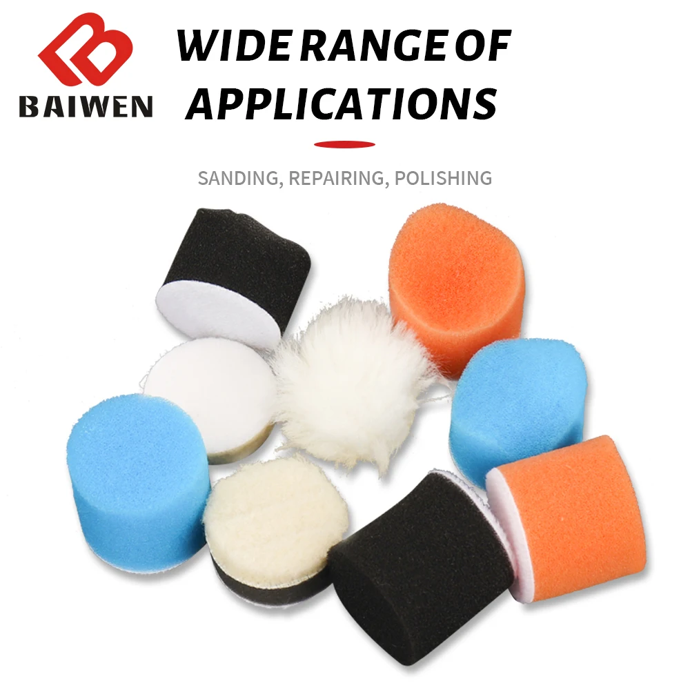 18Pcs 1inch Polishing Pad Kit Sponge Wool Wheel Waxing Buffing Cleaning Flat Removes Scratches Beauty Rotating Tool Accessories