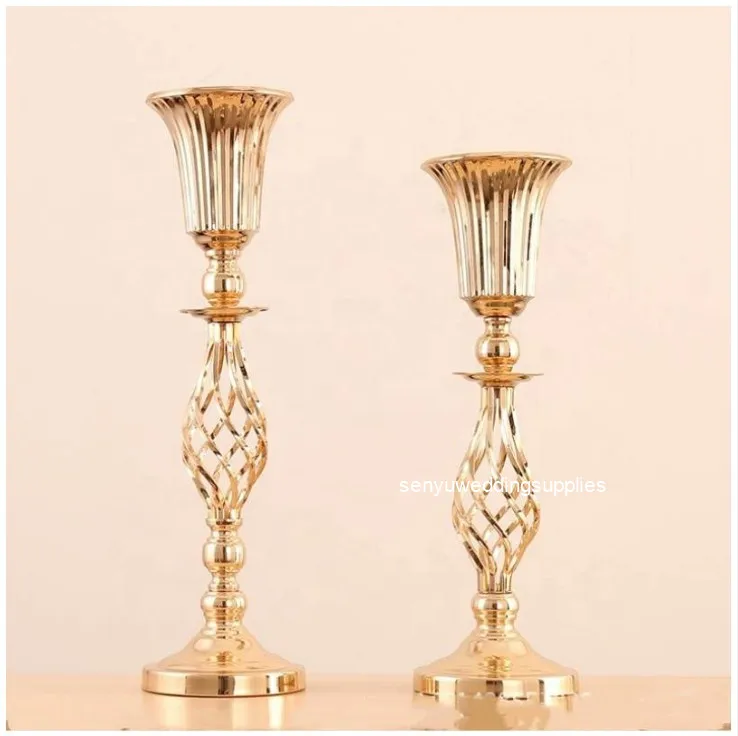 12pcs)Modern high-end tall centerpiece gold vases flower stand for centerpieces wedding senyu1622