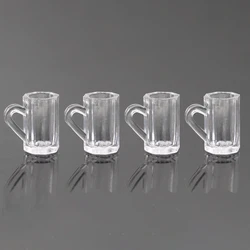 4Pcs 1/12 Dollhouse Miniature Accessories Mini Resin Beer Mug Simulation Furniture Wine Glass Model Doll House Decoration