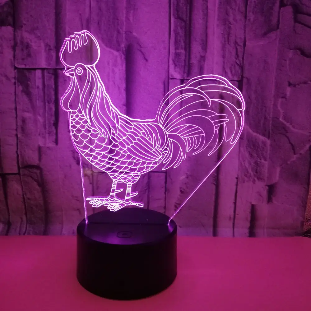 Cock Rooster Chick Acrylic 7Colors Desk Lamp 3D Lamp Novelty Child Gift Led Night Light Millennium Falcon Light