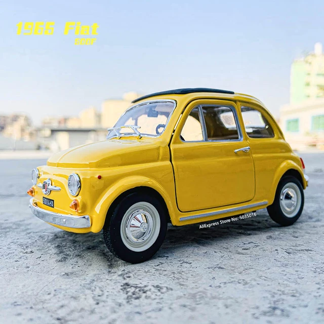 Bburago 1:24 1965 Fiat 500F yellow simulation alloy car model crafts  decoration collection toy tools gift