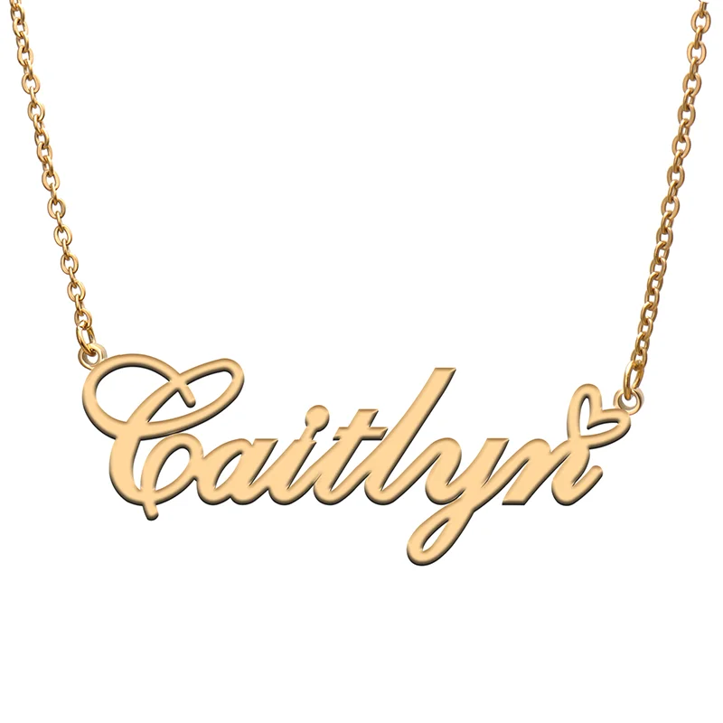 

Caitlyn Name Tag Necklace Personalized Pendant Jewelry Gifts for Mom Daughter Girl Friend Birthday Christmas Party Present