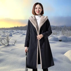 Female Hooded Fur Coat 2024 Autumn Winter New Women's The Long Jacket Coat Korean Version Trendy Imitation Fur Coat Women