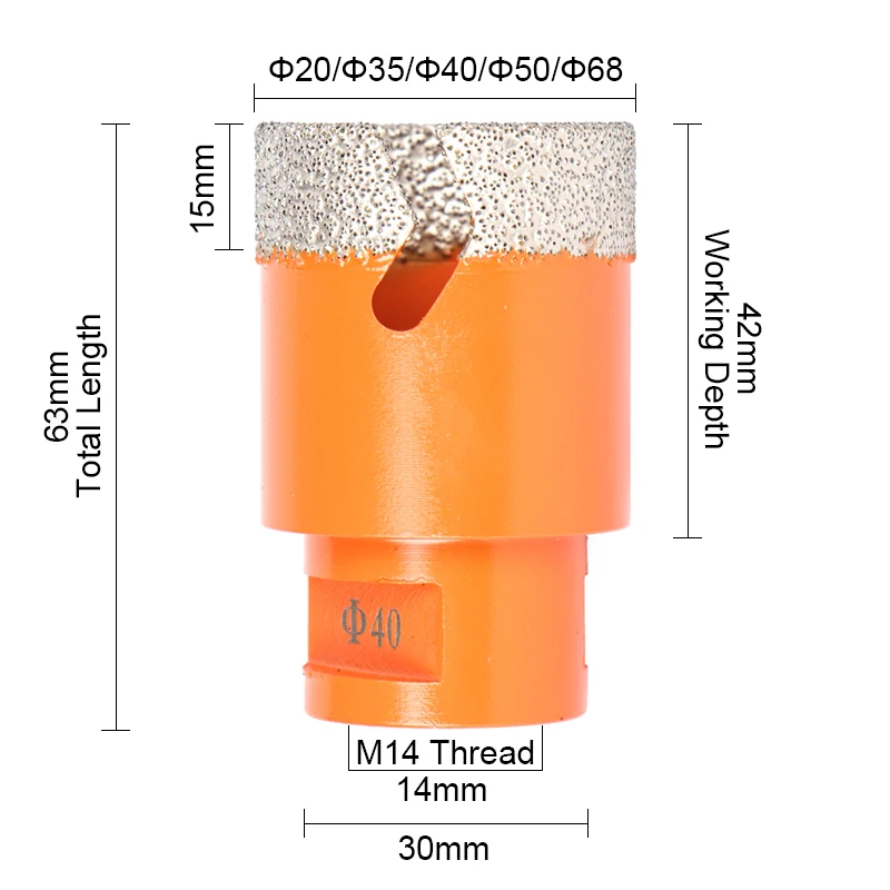 セラミックおよび大理石のタイルを切断するためのm14スレッドキット,20/35/40/ピース/セットmm,4-5mm