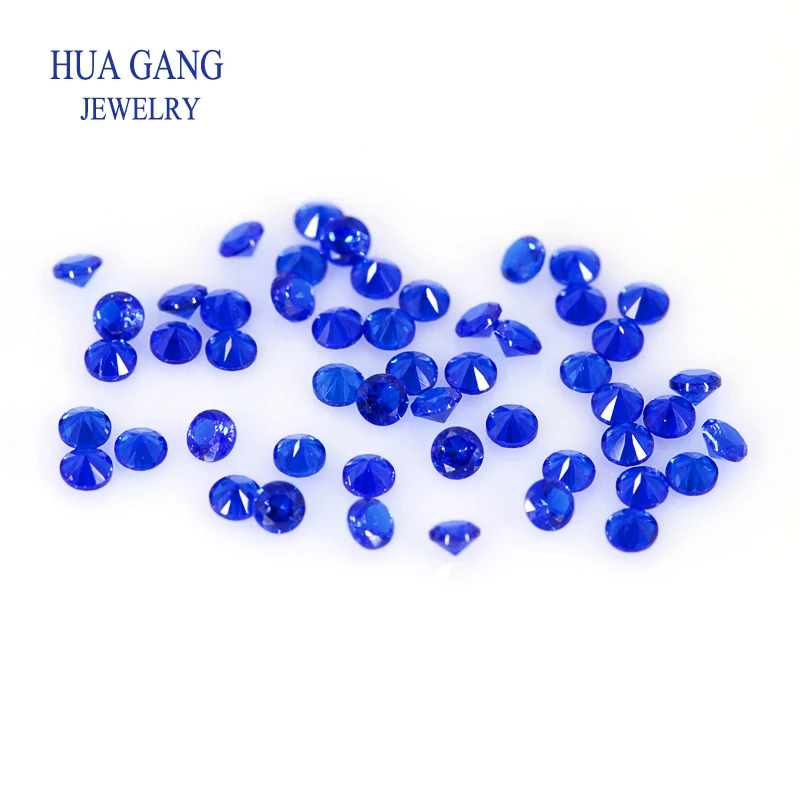 500PCS/LOT 112# Blue Synthetic Spinel Gem Stone Wholesale Round Brilliant Cut Gems For Jewelry High Quality Size 0.8-2.5mm