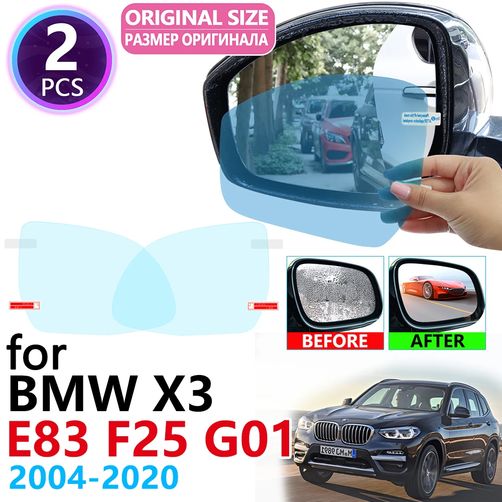 for BMW X3 E83 F25 G01 2004~2020 Full Cover Rearview Mirror Anti-Fog Films Rainproof Anti Fog Film Clean Car Accessories 2014