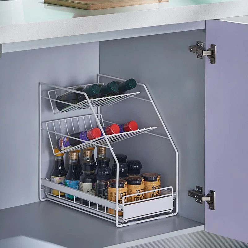 Sink Cabinet Storage Rack Drawer Type Under Counter Kitchen Household Floor Standing Rack