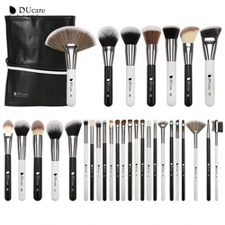 DUcare Black/White 31PCS Makeup BrushesNatural goat hair Brush Foundation Powder Concealer Contour Eyes Blending Brush with Bag