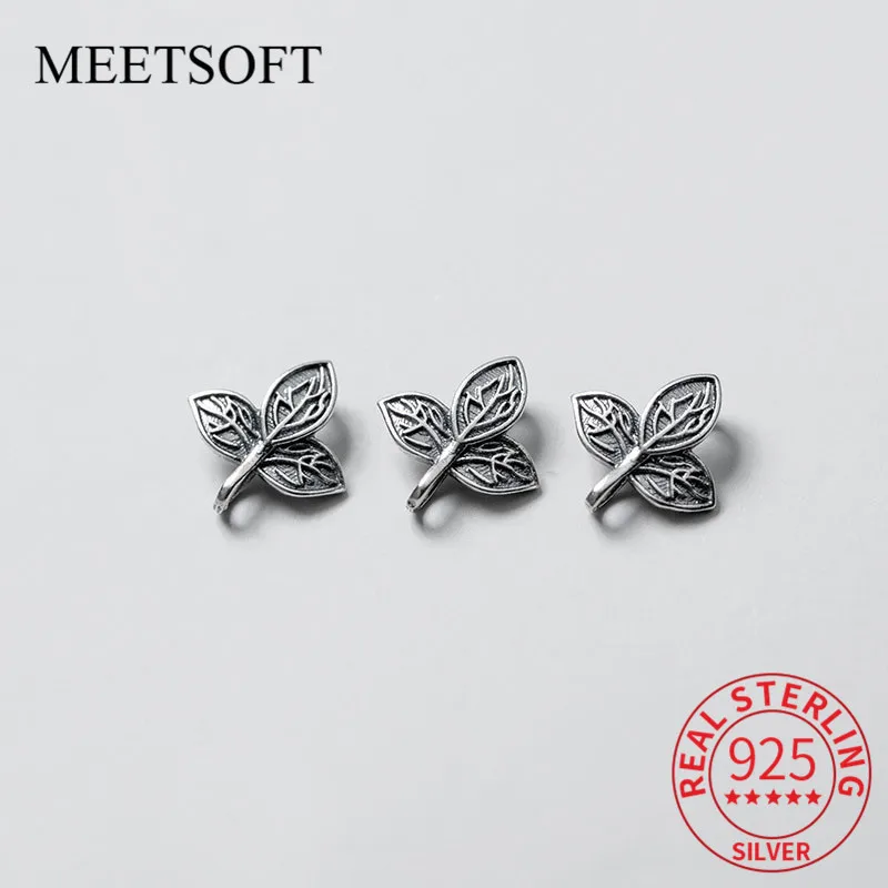 MEETSOFT Office 925 Sterling Thai Silver Leaves Dangle Charms Special of DIY Handmade Bracelet Jewelry Necklace Accessory