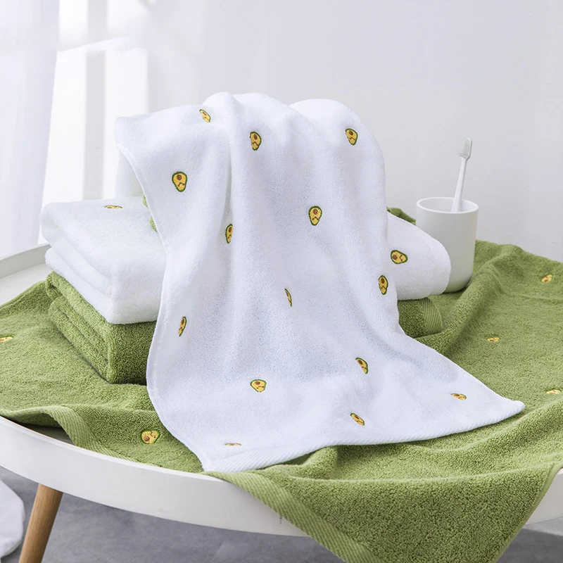 2pcs Towel Avocado Embroidered Face Towels for Home Cotton Bathroom Towel Comfortable toallas Free Shipping 35x75cm