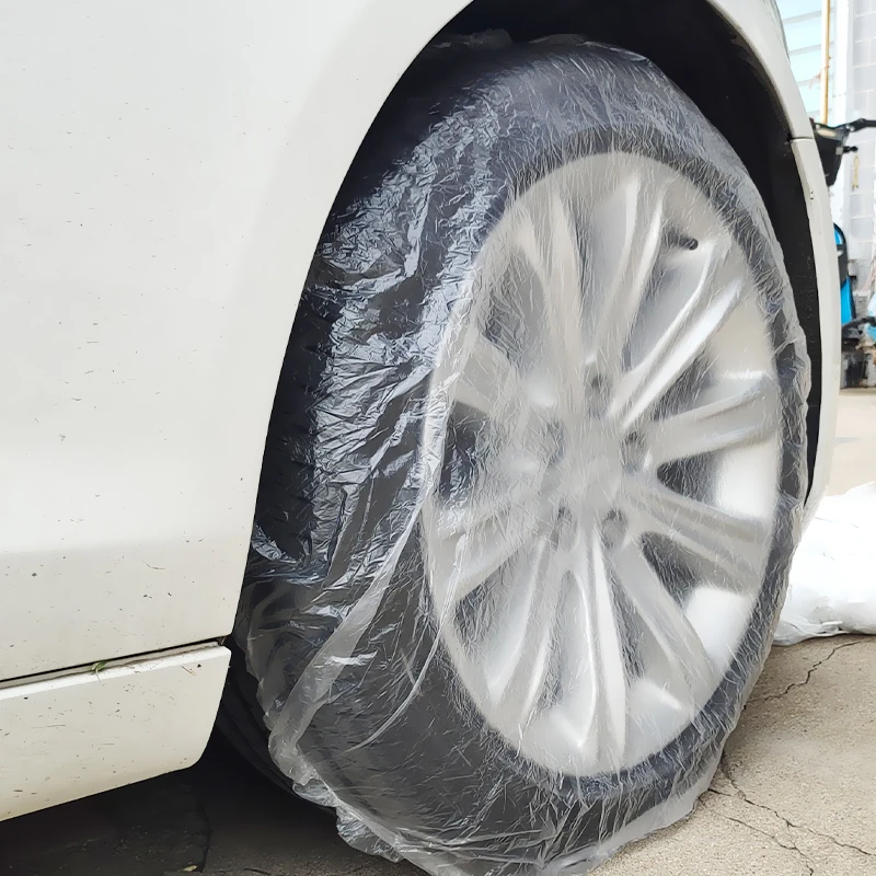 ATPRO 20PCS Disposable Transparent Tire Wheel Cover Automobile Decorative  Protective Sleeve Spare Wheel