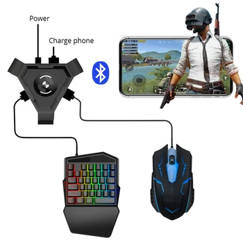 Plug and Play Mobile Gamepad Controller Gaming Keyboard Mouse Converter PC Bluetooth 4.1 Adapter for PUBG IOS Android Phone