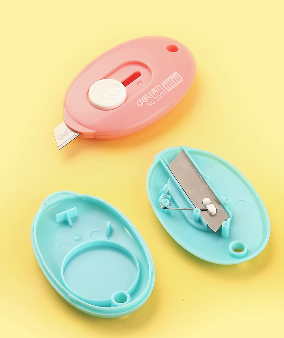 Deli 1/3 stücke Nette Mini Taschenmesser Papier Box Cutter Express Box Auspacken Tragbare Utility Messer Büro Schreibwaren Brieföffner – Detail 7