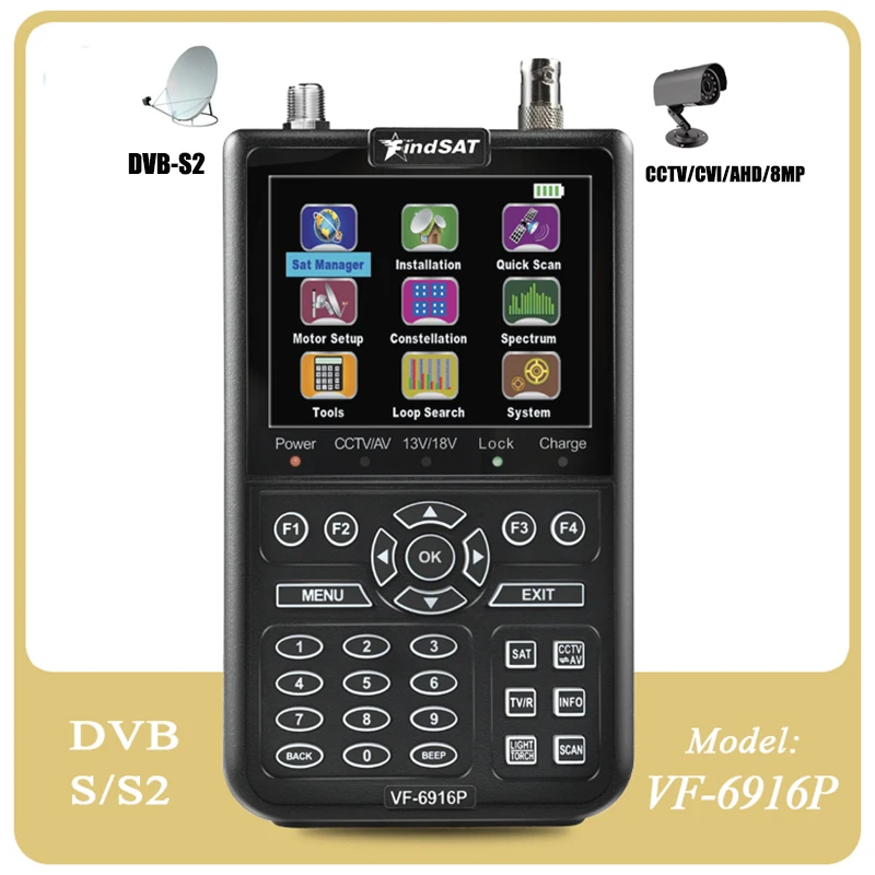 

VF-6900 Satellite finder HD Digital Meter For Satellite Receiver 1080P HD,DVBS/S2 Satfinder Handhel Meter CCTV AHD 8MP Sat Finde