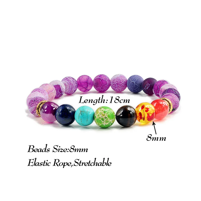 7 Chakra Natural Stone 8mm Beads Bracelet Men Onyx Tiger Eye Lava Energy Bracelet Reiki Healing Yoga Buddha Jewelry For Women