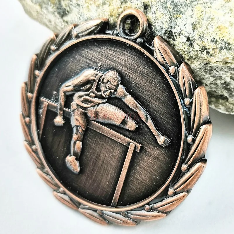 Men's Hurdle Games Contest Medal Commemorative Gold Bronze School Factory Activities 2021