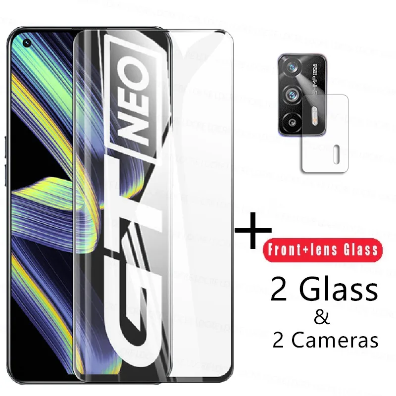 

Закаленное стекло 4 в 1 2.5D для Realme GT Neo, защитная пленка для экрана Realme C25, C21, C11, C15, для Realme 8, 7, X7 Pro